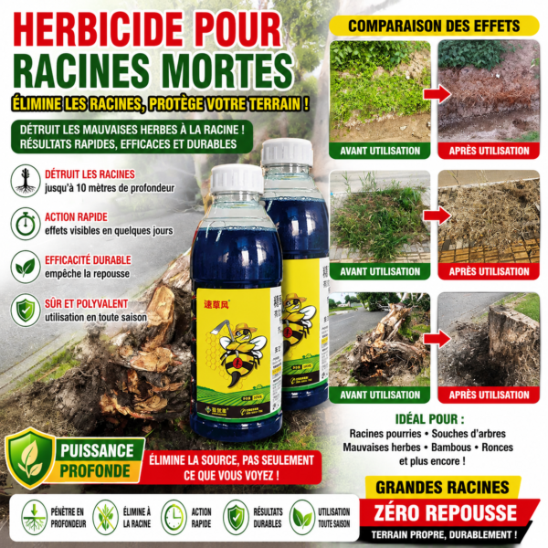 Herbicide Puissant pour Racines Mortes 🌿 – Élimination Rapide et Durable ✅ (1 bouteille de 100ml )